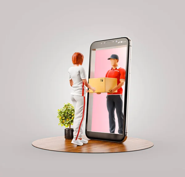 Ovanlig 3D illustration smart telefon ansökan — Stockfoto