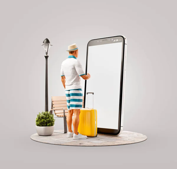 Unusual 3d illustration smart phone application — Stock Photo, Image