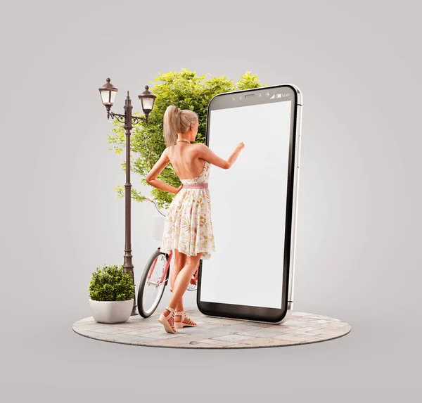 Unusual 3d illustration smart phone application