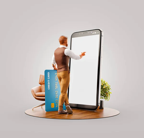 Ovanlig 3D illustration smart telefon ansökan — Stockfoto