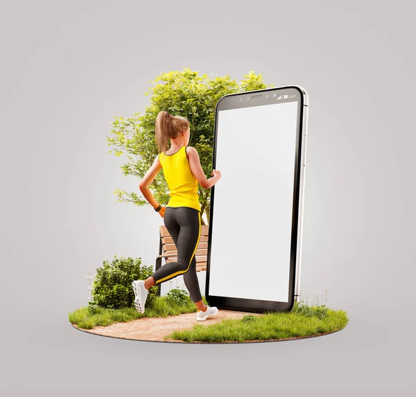 Unusual 3d illustration smart phone application — Stock Photo, Image