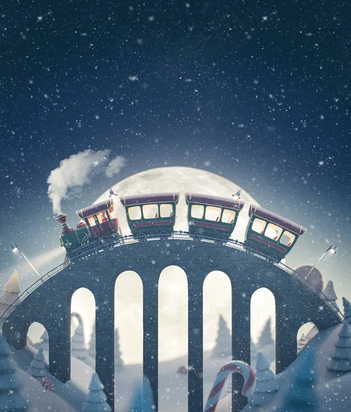 Amazing cute christmas train — Stock Photo, Image