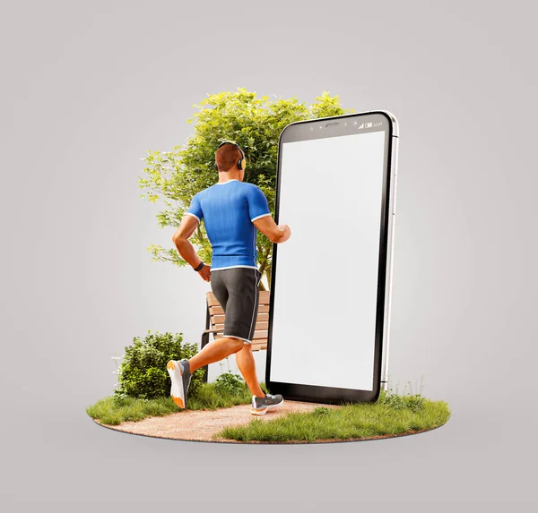 Unusual 3d illustration smart phone application