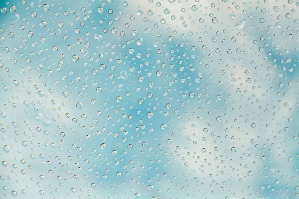 Gotas Chuva Vidro Após Chuva Céu Nublado — Fotografia de Stock