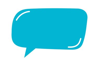 Karalama tarzında şirin mavi sohbet balonu şekli. Diyalog etiketi, fikir balonu, ders kutusu, alıntı çerçevesi, mesaj pankartı, beyaz arkaplanda izole edilmiş geri bildirim etiketi. Vektör düz resimleme.