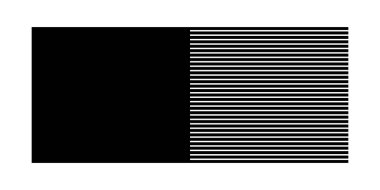 Siyah yarı çizgili dikdörtgen geometrik şekil beyaz arkaplanda izole edilmiş. Panjurlar ya da kepenkler siluet. Minimalist tasarım elemanı. Vektör grafik illüstrasyonu.