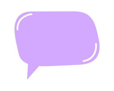 Karalama tarzında şirin mor konuşma balonu şablonu. Diyalog balonu, mesaj kutusu, yorum pankartı, alıntı şekli, mesaj etiketi, geri bildirim etiketi beyaz arkaplanda izole edilmiş. Vektör düz resimleme.