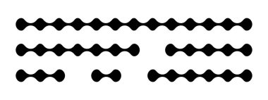Birbirine bağlı yuvarlak noktalar, biçimsiz şekiller ya da meta toplar. Beyaz arkaplanda izole edilmiş kıvrımlı kenarlı tasarım ögesi. Vektör grafik illüstrasyonu.