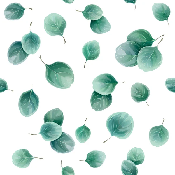 Seamless Herbal Pattern Eucalyptus Leaves Watercolor Vector Illustration Stock Vector