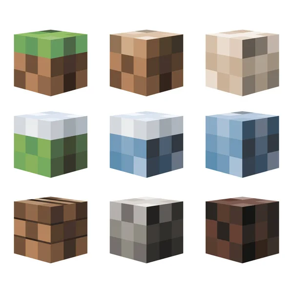 Minecraft Chikibamboni Bit Pixel Elementos Diseño Del Juego Web Interfaz — Vector de stock