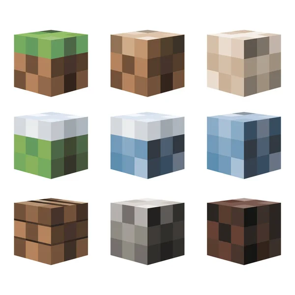 Minecraft Chikibamboni Bit Pixel Layout Spielelemente Web Benutzeroberfläche — Stockvektor