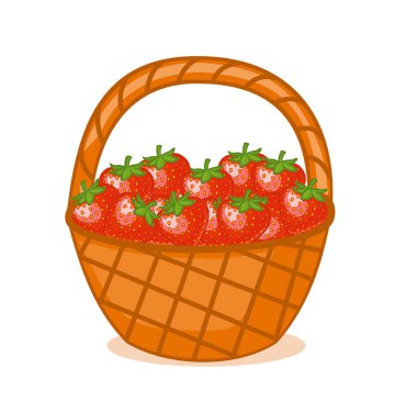 Beyaz arka plan üzerinde izole çilek sepeti. Vektör çizim.