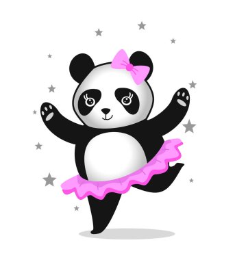 Sevimli çizgi panda dansçı. Vektör çizim.