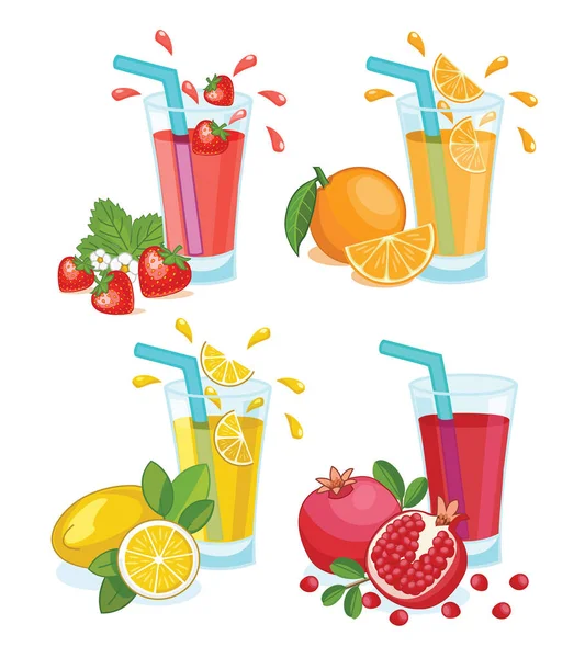 Set Juice Cocktails Vector — Stock Vector