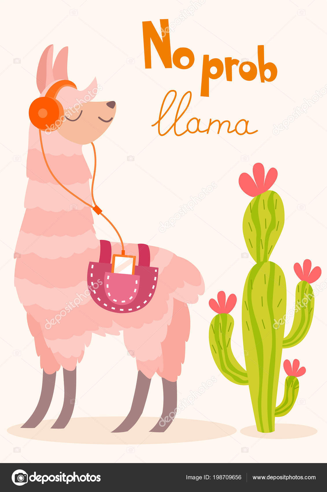 Stylish Cartoon Lama Cactus Vector Card Vector Image By C Tayka Ya Vector Stock