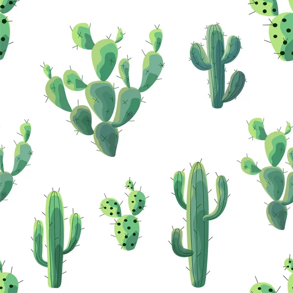 Patrón Cactus Textura Sin Costura Vectorial — Archivo Imágenes Vectoriales