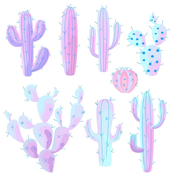 Colección Estilizada Cactus Ilustración Vectorial — Vector de stock