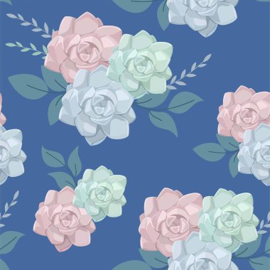 Succulents desen. Vektör sorunsuz doku.