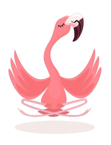 Yoga Flamingo Medita Aislado Sobre Fondo Blanco Ilustración Vectorial — Vector de stock