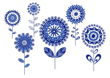 Dekoratif çiçek kümesi. Vektör çizim.