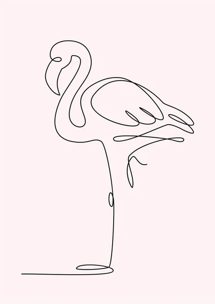 Flamingo Numa Linha Elemento Decorativo Elegante Ilustração Vetorial —  Vetores de Stock