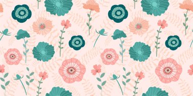 Çiçek desenli. Vektör romantik sorunsuz doku.