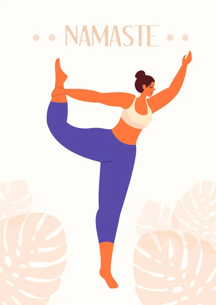 Jovencita Para Pose Yoga Meditando Práctica Física Espiritual Ilustración Moderna — Archivo Imágenes Vectoriales