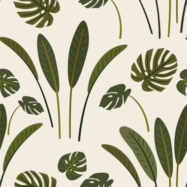 Yaz tropikal deseni. Vektör kusursuz dokusu.