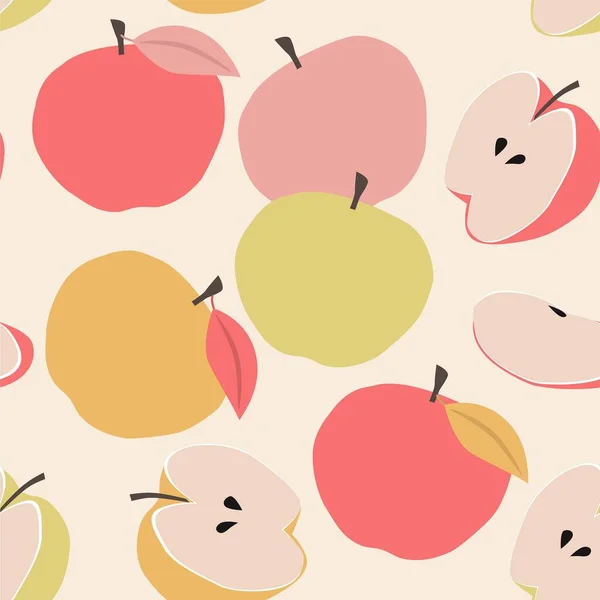 Vector Naadloos Patroon Met Gestileerde Appels Modern Abstract Ontwerp Voor — Stockvector