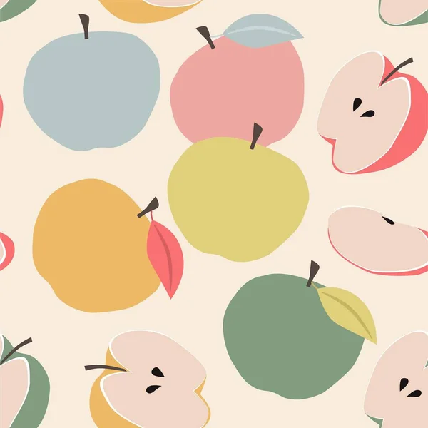 様式化されたリンゴとベクトルシームレスパターン カバー ファブリック インテリアやその他の用途のための近代的な抽象的なデザイン — ストックベクタ