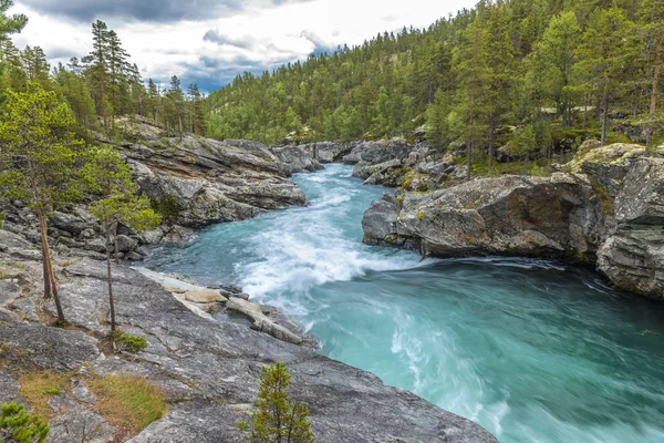 Ridderspranget 夜间跳跃 Sjoa Jotunheimen Nationalpark Nyn扭 Nypark — 图库照片