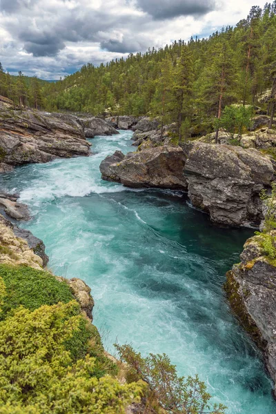 Ridderspranget 夜间跳跃 Sjoa Jotunheimen Nationalpark Nyn扭 Nypark — 图库照片