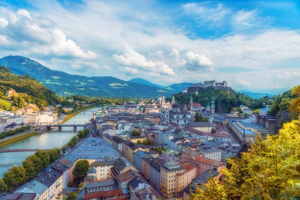 Vista Panorâmica Salzburgo Áustria Europa — Fotografia de Stock