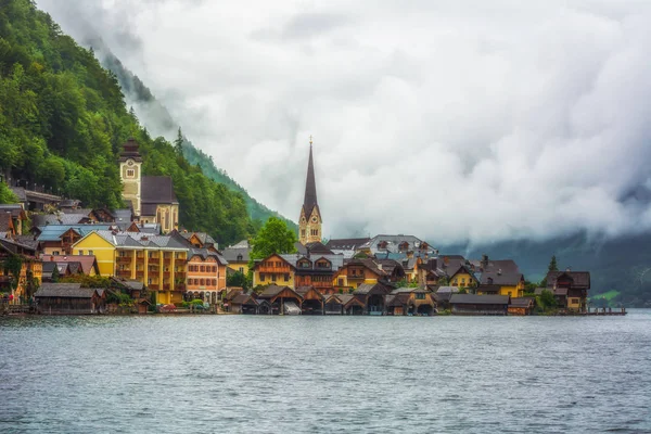 Hallstatt Avusturya Avrupa Yağmurlu Bir Gün — Stok fotoğraf