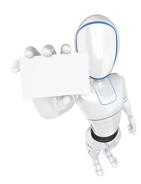 Futuristické Android Ilustrace Humanoidní Robot Stojící Prázdnou Kartu Izolované Bílé — Stock fotografie