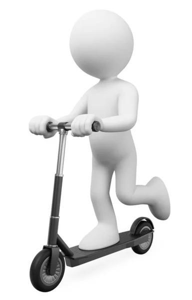 3D white people. Man riding on a electric rental scooter — Stock Photo, Image