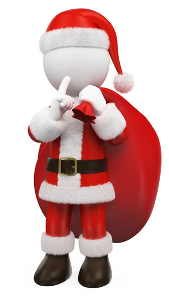 Gente blanca en 3D. Papá Noel mandando a callarse —  Fotos de Stock