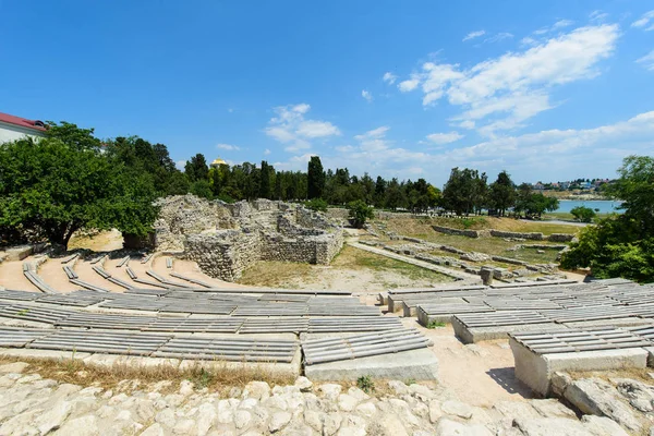beautiful view on Ancient amphitheater in Chersonese Tavrichesky, Sevastopol, Crimea