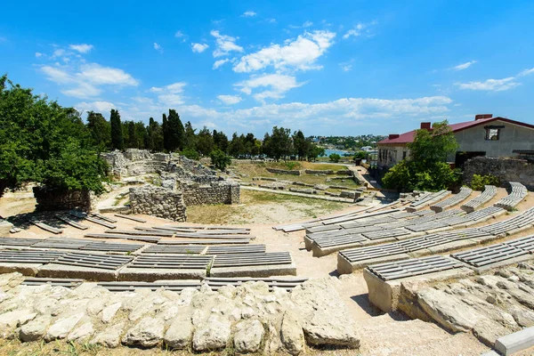 beautiful view on Ancient amphitheater in Chersonese Tavrichesky, Sevastopol, Crimea