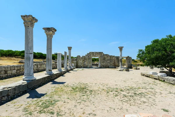 Chersonese Tavrichesky Sevastopol Crimea Antik Bir Bazilikası Kalıntıları Üzerinde Güzel — Stok fotoğraf