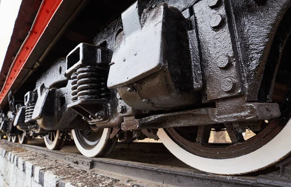 Black White Wheels Old Classic Wagon Close View — Stock Photo, Image