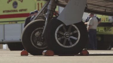 Eski helikopter şasesi çimlerle kaplı.