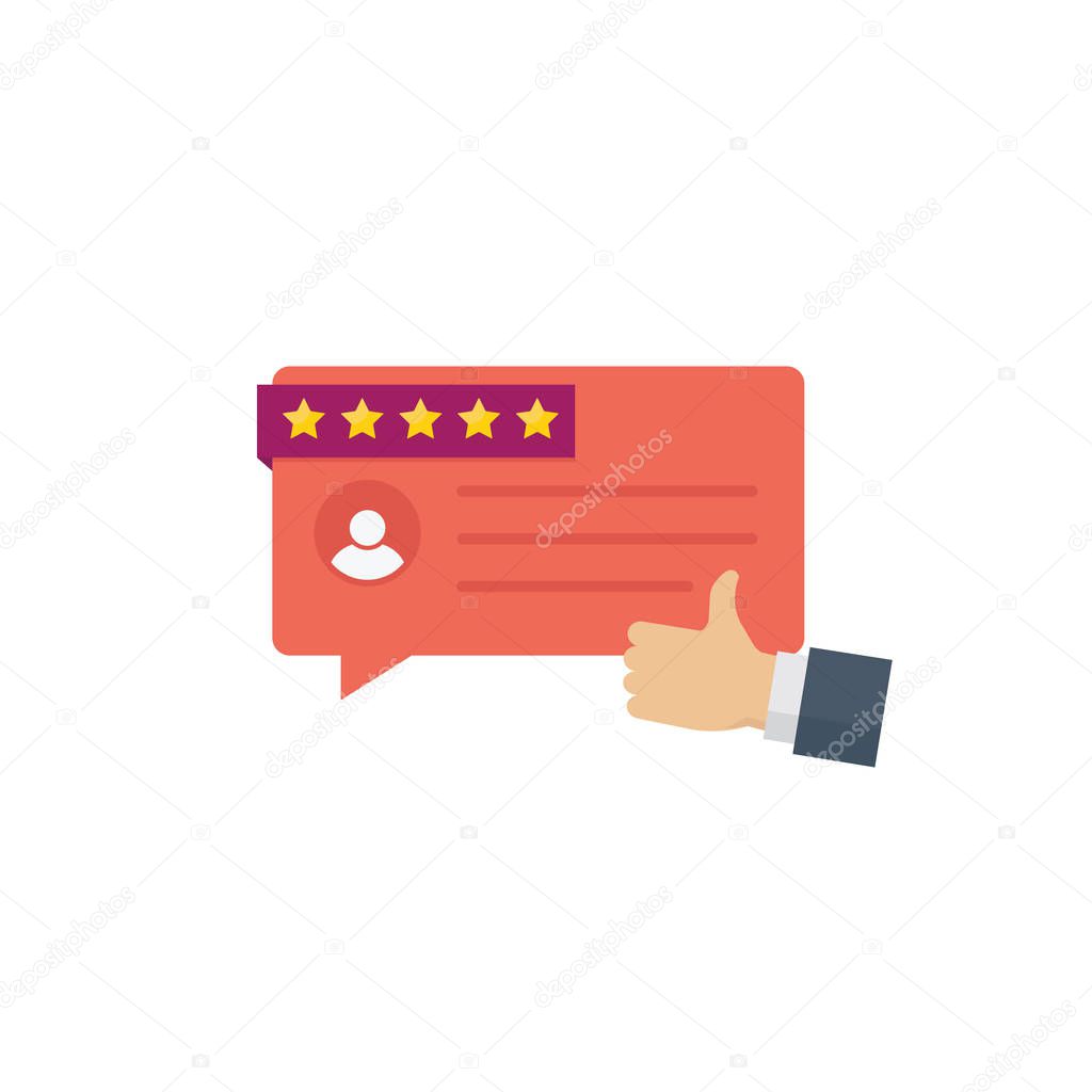 Customer testimonial messages, vote and feedback, rating and liked. Review rating bubble speeches with customer hand thumb up