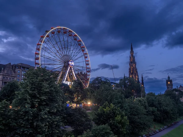 Edinburgh Scotland Julio Vista Rueda Del Festival Una Noria Mecánica — Foto de Stock