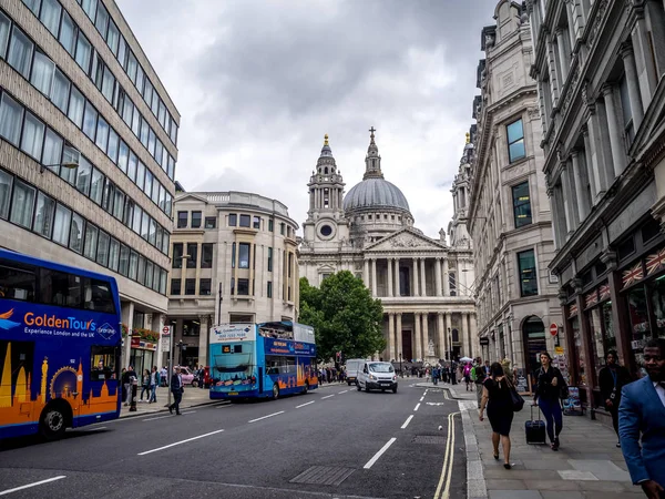 Tourist Londoners West Front Paul Cathedral One Most Famous Recognisable — стоковое фото