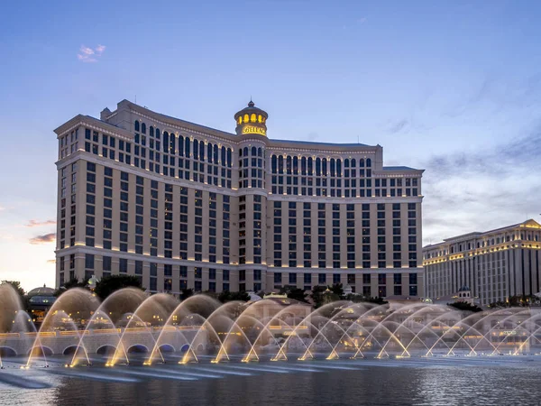 Las Vegas Nevada Usa Fountains Bellagio Night Feature Performs Choreography — Stock Photo, Image
