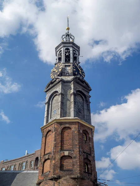 Munttoren Tour Monnaie Est Une Tour Située Amsterdam Aux Pays — Photo