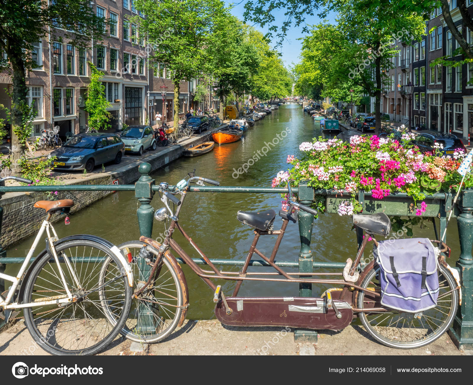 Amsterdam Netherlands July 2018 Old Bicycles Bridge Canal