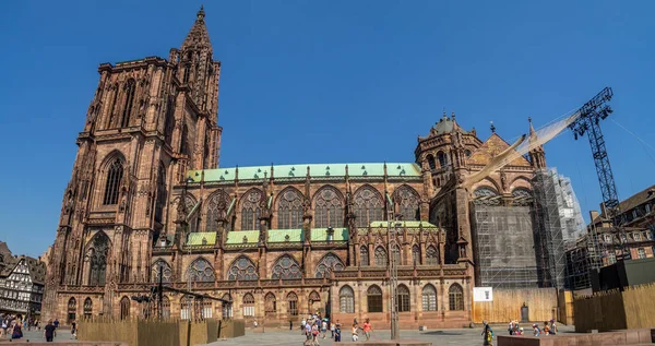 Štrasburk Francie Července 2018 Boční Pohled Slavné Katedrály Notre Dame — Stock fotografie