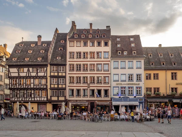 Strasbourg Franciaország Július 2018 Gyönyörű Épületek Katedrális Tértől Strasbourgban Elzászi — Stock Fotó